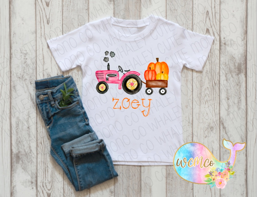 Pumpkin Tractor Pink Baby Size