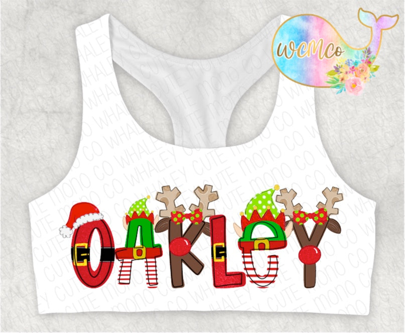 Christmas Santa Word/Name Sports Bra