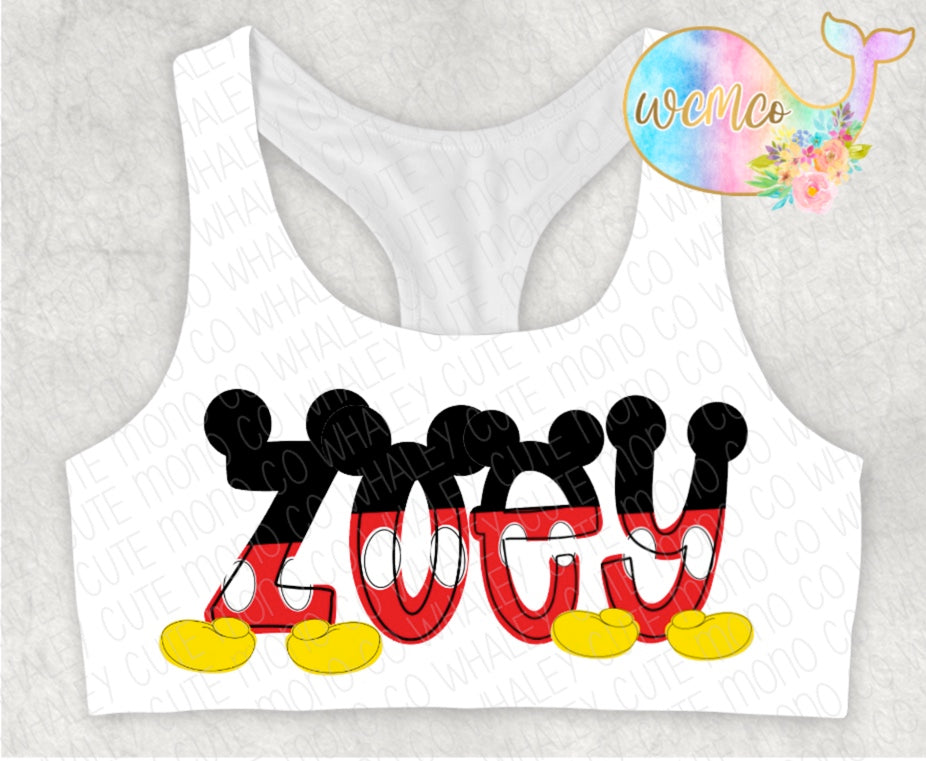 Clubhouse Mouse Word/Name Sports Bra