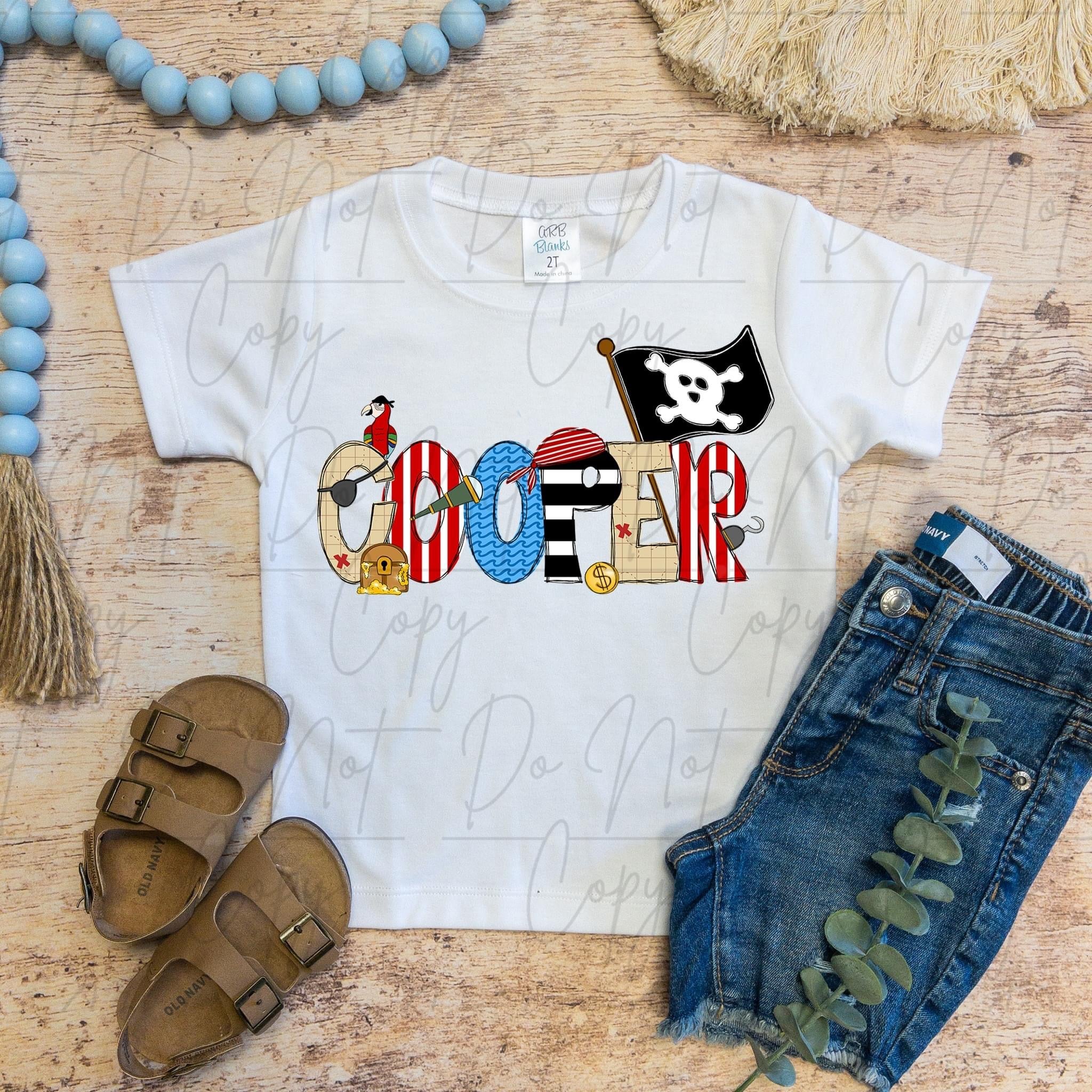 Pirate Letters Toddler/Youth/Adult Sizes