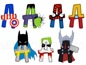 Super Hero Letters Baby Size