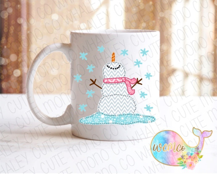 Snowman Letters Mug Pink (Double Sided)