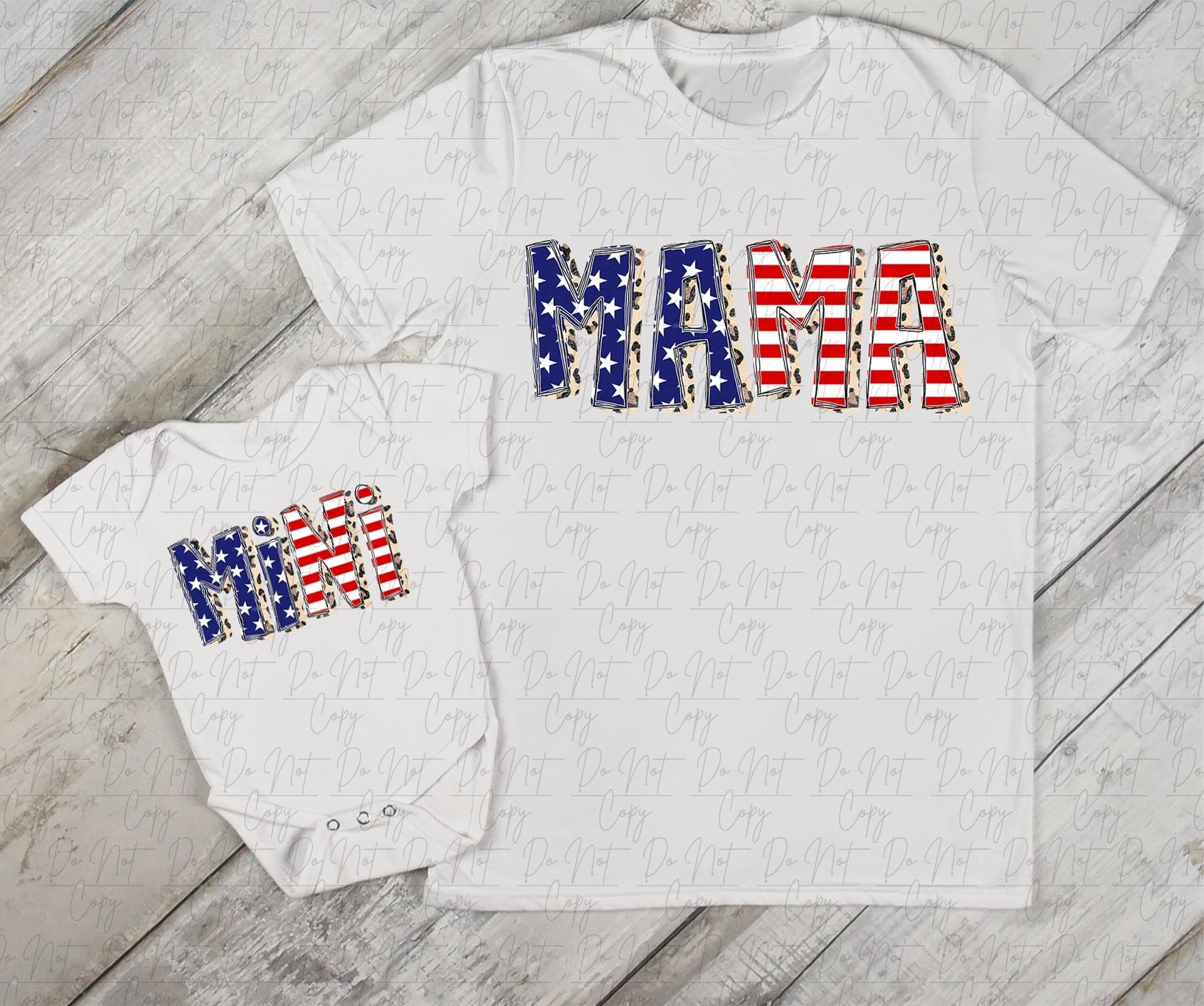 Stars and Stripes Letters (with leopard OR camo) Baby Size