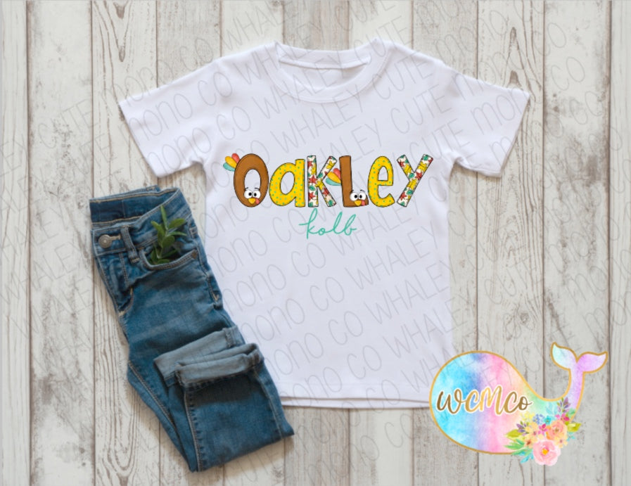 Turkey Letters Baby Size