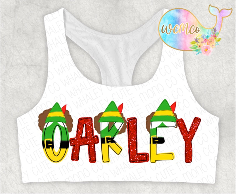 Christmas Buddy Word/Name Sports Bra