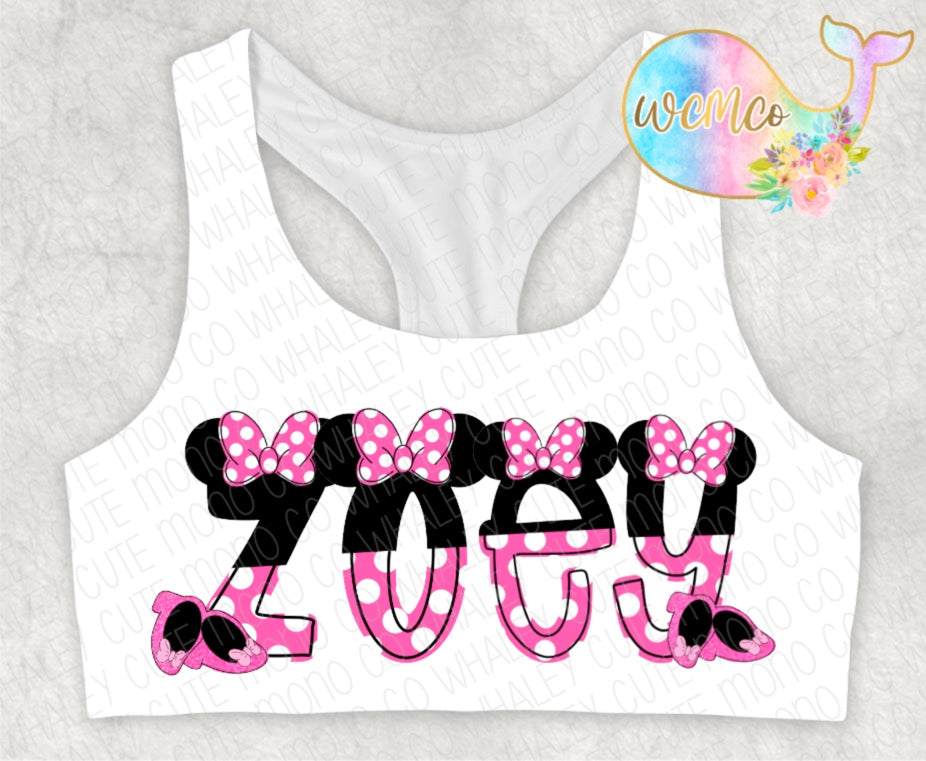 Clubhouse Girl Mouse Word/Name Sports Bra