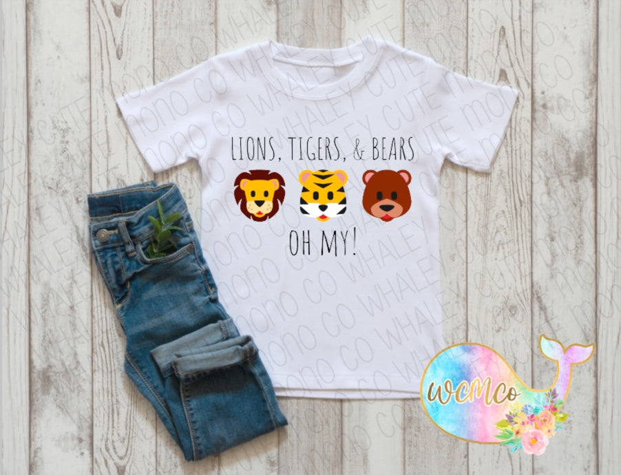 Lions, Tigers, and Bears Toddler/Youth Sizes