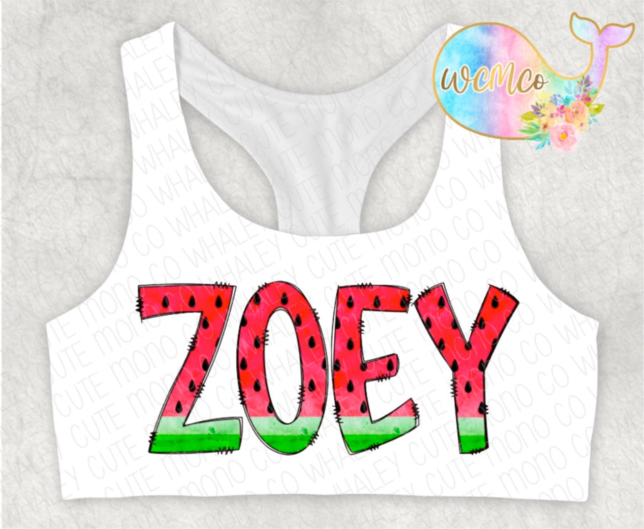 Watermelon Word/Name Sports Bra