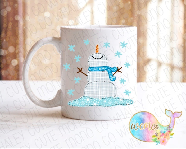 Snowman Letters Mug Blue (Double Sided)