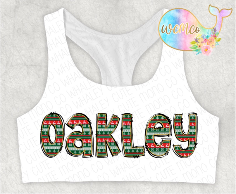 Ugly Sweater Word/Name Sports Bra
