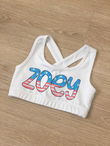 Patriotic Word/Name Sports Bra