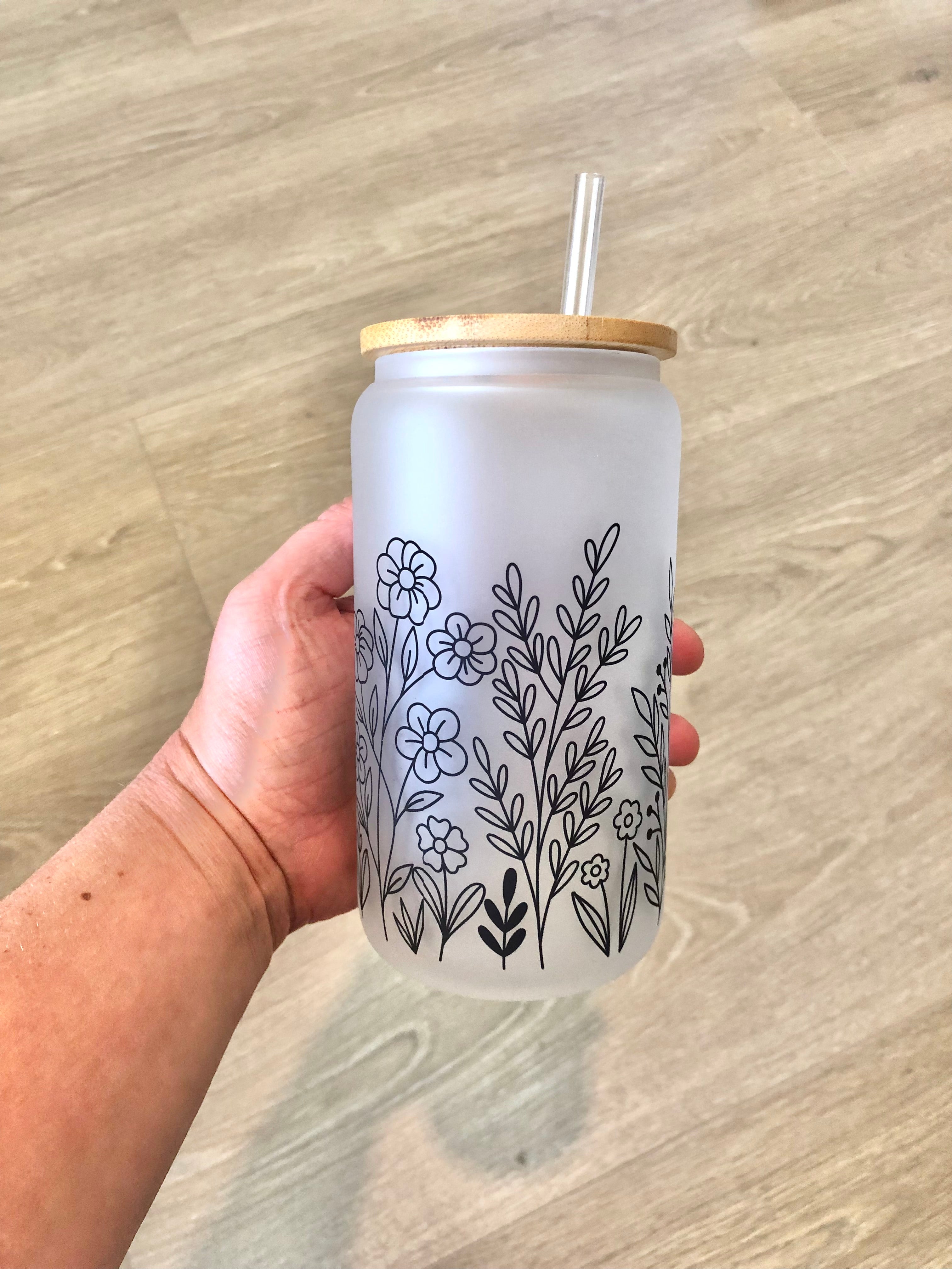 16oz Frosted Glass Can Tumbler