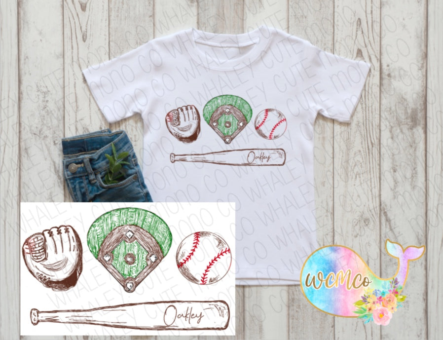 Baseball Sketch Baby Size